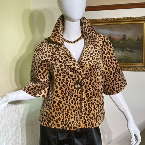 Apt.9 Leopard Print 50’s Style Teddy Jacket - Picture 3 of 16